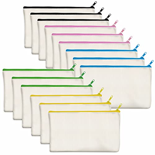 15-Pack Colorful Zipper Canvas Bag