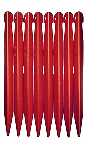 DAC V-Best Tent Stakes, 4 Sizes, Ultralight & Super-Strong, Performance Engineered by The Premier Tent Pole Maker, (S - 7x11mm, 6 Pack Fire Colored)
