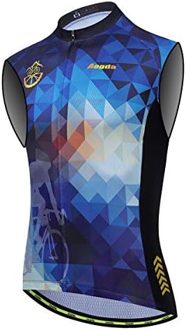 Aogda Cycling Vest For Men Bike Jerseys Team Biking Sleeveless Tops Clothing（Large）