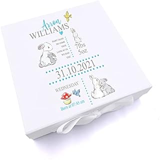 ukgiftstoreonline Personalised Rabbit Baby Boy Keepsake Memory Box Gift (Large)
