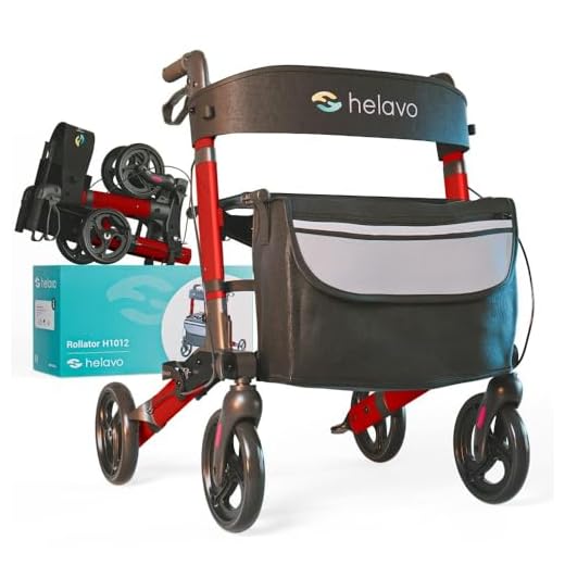Helavo 4-Wheel Rollator Walker with Seat – Foldable, Adjustable & Lightweight Aluminum Rolling Walker for Seniors and Adults