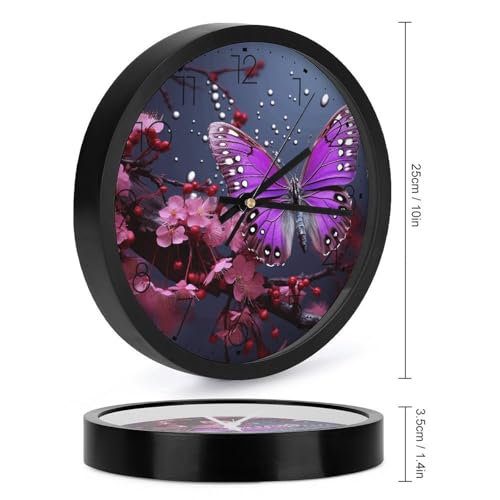 Horloge murale à quartz silencieuse violet prune pour salon - 3