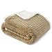 PAVILIA Deluxe Sherpa Fleece Chevron Throw Blanket for Couch, Sofa Super Soft, Plush, Fuzzy Lap Blanket | Reversible, Comfy, Wavy Textured Taupe Microfiber Throw for Home (50 x 60 Inches)