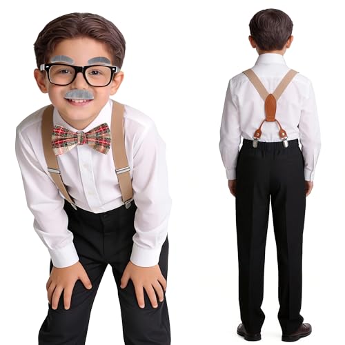 Image of Kids Old Man Costume 100 Days of School Grandpa Costume for Boy 1920s Old Man Cos