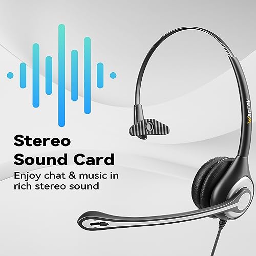 Wantek Headset wtih Mic, USB Headset with Microphone for PC, Computer Headset with Noise Canceling Microphone with Mute for Home Office Online Skype Zoom Meetings