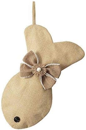 2017 NEW Linen Cat Fish Holidays Christmas Stockings Jute Natural Burlap-16 inches x 8 inches 4# Flower Bowknot