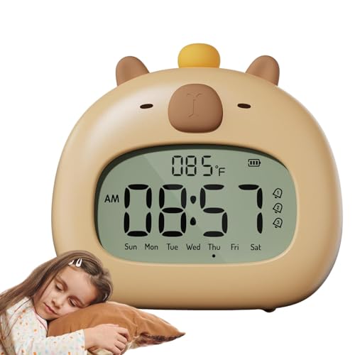 Despertador Infantil Para Niñas y Adolescentes - Luz Nocturna de Capibara Ajustable, Reloj Con Luz Para Habitación