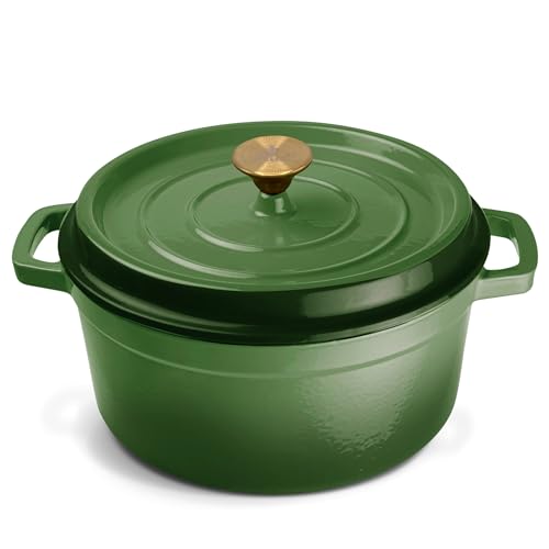 Ottia Gusseisen Topf, 28 cm, 6 Liter, Premium Emaille, Schmortopf Bräter mit Deckel, Gusseisentopf, Dutch Oven, Brotbackform, Brotbacktopf, alle Herdarten (auch Induktion), ofenfest, Händler aus HH