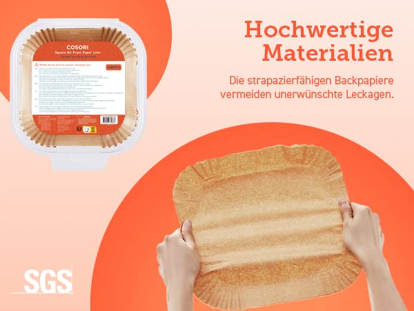 Cosori Backpapier für Heißluftfritteuse XXL 4-7,3 L, 100 Stück 20 cm, ungebleichtes Airfryer zubehör, antihaftbeschichtete Einwegschalen, Pergamentpapier, kompatibel mit gängigen Heißluftfritteusen – Bild 7
