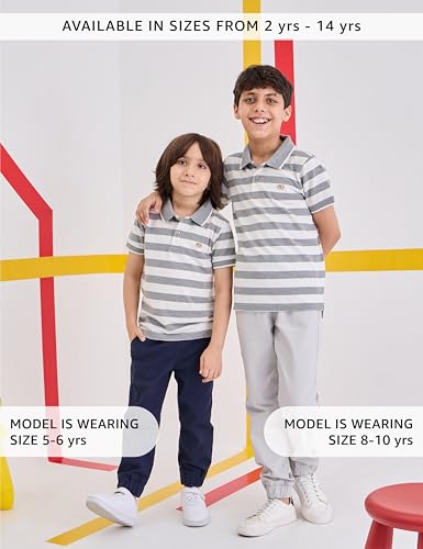 Image of Amazon Brand - Symbol Boys Cotton Rich Striped Polo Tshirt | Collar Tshirts | Half Sleeves | Regular Fit
