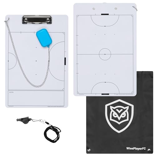 WISEPLAYERFC Tactisch bord Futsal-leisteen, omkeerbaar, voor futsal-trainers, met fluitje en tas