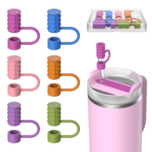 VOGOGE 6 Pcs Straw Covers Caps, 0.4in/10mm Straw Toppers for Stanley Cup 30/40 oz, Multicolor