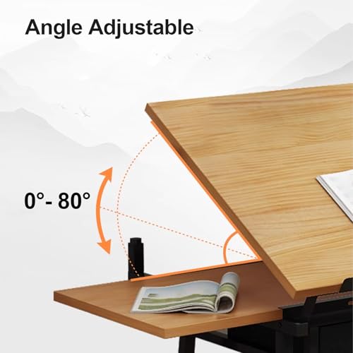Tavoli da Disegno, Tavolo da Disegno, Tavolo da Architetto, Tavolo per Pittura a Diamante, Altezza Regolabile, con cassetto portaoggetti, per Studio e Lavoro