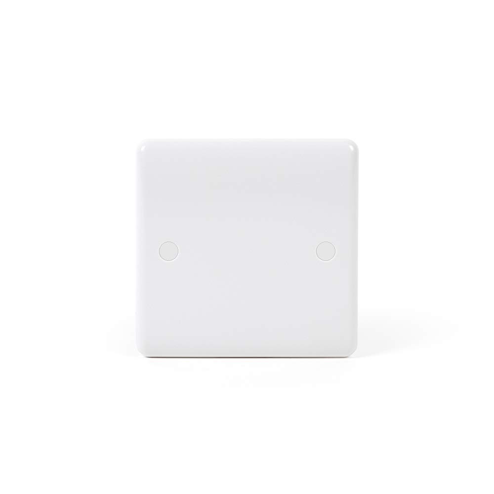 Lieber White Silk 1 Gang Electrical Blanking Plate With Curved Edge Cover To Save Exposed Outlets | Single Plastic Blank Plate