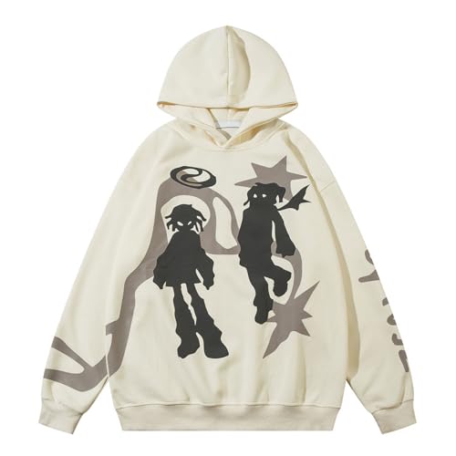 Y2k Oversized Graphic Hoodies Vintage Grunge Sweatshirts Aesthetic Print Hoodies Cool Streetwear With Hooded