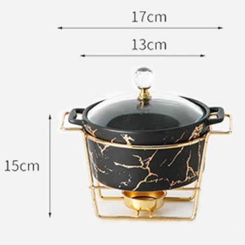 XMWOEIX Chafing Dish-Buffet-Set – Chafing Dish aus Keramik mit Marmor-Imitat-Finish – Chafing Dish und Buffetwärmer-Set für Buffet-Hochzeiten, Partys, Bankette, Catering-Events, Schwarz, 0,4 Quart – Bild 3