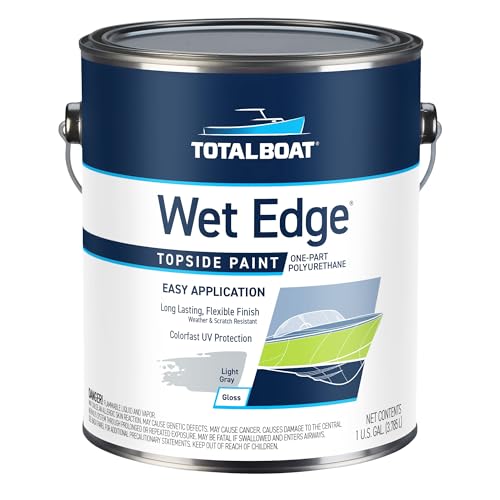 Image of TotalBoat Wet Edge Topside Marine Paint Premium Polyurethane Coating for Boats, RVs, Exterior Trim, Fiberglass, Metal, and Wood (Light Gray, Gallon)