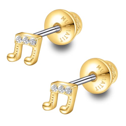 Limerencia Titanium Music Note Earrings for Women Implant Grade Treble Clef Stud Earrings Hypoallergenic Musical Instrument Jewelry for Music Lovers Musician Students