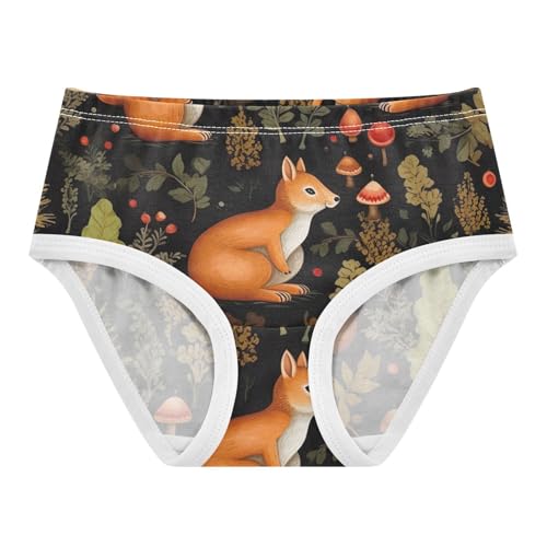 Toddler Girl Briefs, Autumn Leaves Squirrels Cotton Underwear Girls, 2T–8 Years