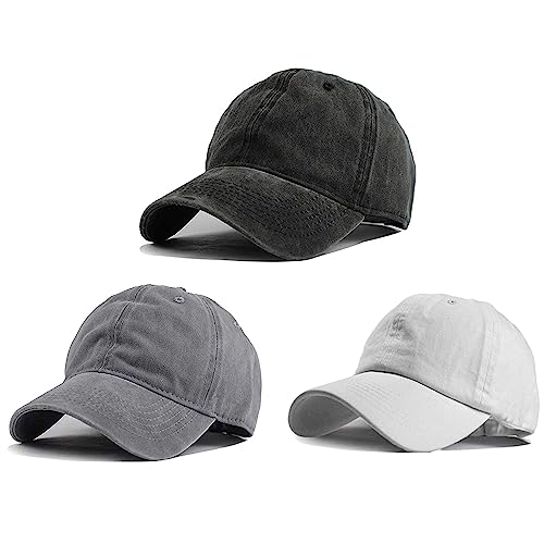 Image of HH HOFNEN Baseball Cap Washed Cotton Unstructured Vintage Hat for Men Women | Unisex Sports Ball Caps Sun Protection Adjustable Outdoor Curved-Brim Dad Hat Classic Plain Cap