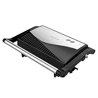 Cecotec Rock'nGrill Macchina per panini completamente aperta: grill elettrico, rivestimento in pietra RockStone, massima aderenza e migliore pulizia, 180 &deg;, impugnatura fredda, 750 W