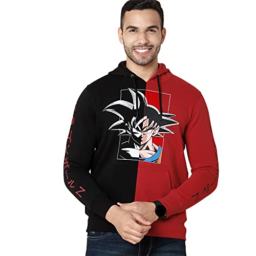 Image of Free Authority Dragon Ball Z Printed Regular Fit Black Poly Cotton Men's Hoodies