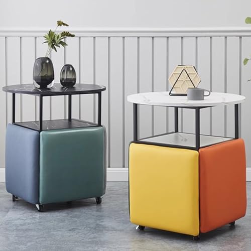 Fauteuil Ottoman gigogne 5 en 1 jaune avec roulettes pour salon