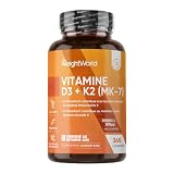 Vitamine D3 K2 MK7, 365 Micro-Comprimés Végétariens, Vit D3 2000UI & K2 MK7...