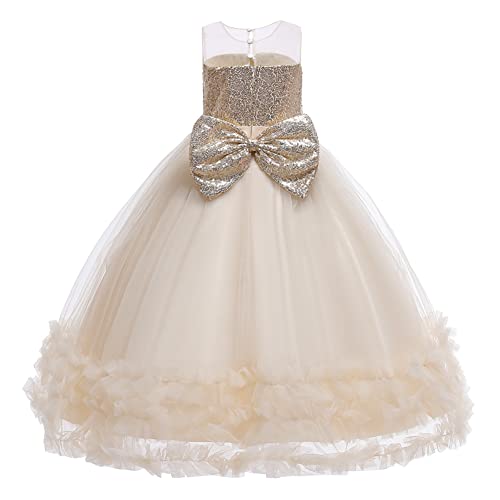 Robe de mariée paillettes cérémonie fille costume mariage champagne 3-4 ans