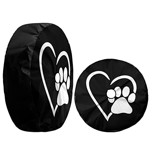 Image of Dog Pet Paws Love Heart Spare Tire Cover with Backup Camera Hole Wheel Tire Cover Fit Trailer, RV, SUV and Many Vehicle 14inch