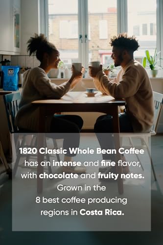 Image of Cafe 1820 Whole Bean, Premium Costa Rican Whole Bean Coffee, 100% Arabica, Dark Roast Coffee Beans, High Altitude Blend With Aroma & Fruity Notes, 35 oz