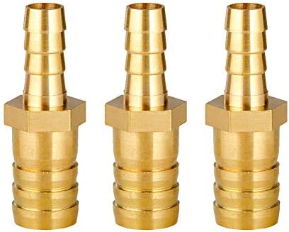 Quickun Brass Hose Barb Reducer 3/8" to 1/2" Barbed Reducer Fitting Reducing Splicer Mender Union Adapter for Air Water Fuel (Pack of 3)