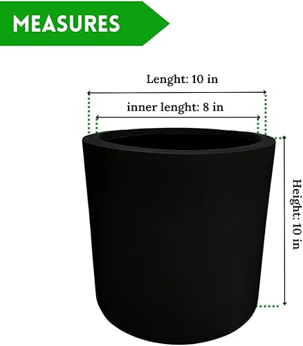 Miniatura 2 de Elly Décor Maceta de piedra de fibra de 10 pulgadas, agujero de drenaje y tapón cilíndrico redondo, maceta de jardinería para interiores y