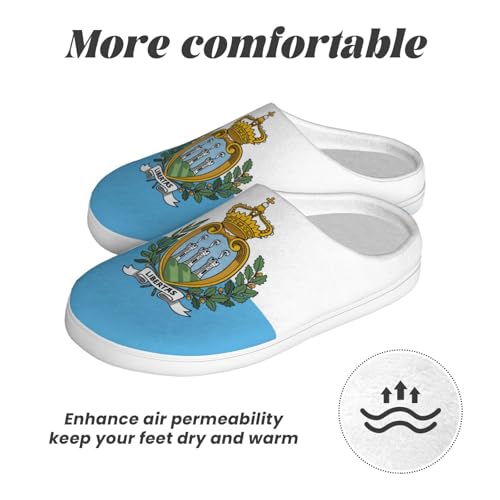Cozy Flag of San Marino print Slippers Indoor and Outdoor Fuzzy House Shoes Anti-Skid Sole Gifts for Women Indoor Scuff 5