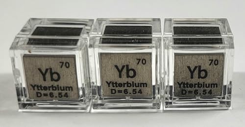 Image of 0.39 inch 10mm Ytterbium Metal Cube Yb up to 99.9% Pure Periodic Table Element Engraved Density Collection Science Education Display Block Cube + Acrylic Case Box - 1PC