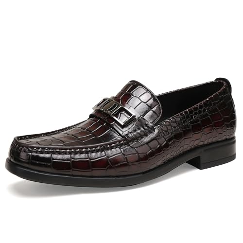 Mens Loafers Slip On,Crocodile Pattern Leather Dress Shoes Formal Shoes for Men
