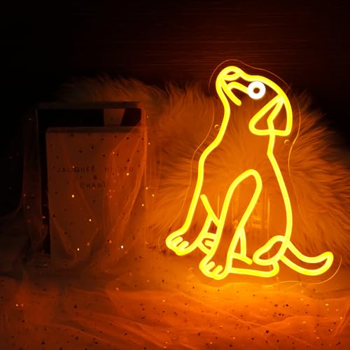 Image of Golden Retriever Neon Sign, Cute Dog Neon Light for Wall Decor, Dimmable Animal Sign for Kid Room Pet Shop Bedroom Home Party Decor (Yellow)