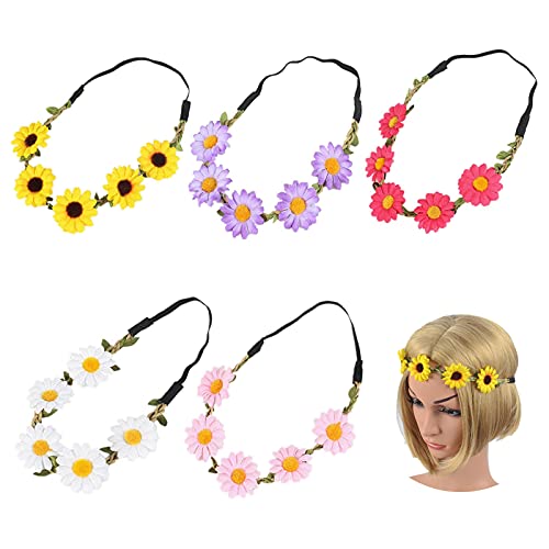 Blumenstirnband Stirnband Blumenkranz Einstellbar Blumenkranz Blumen krone Haarkranz Blumengirlande für Reisen Kostümparty Geburtstagsfeier Party Strand Hippie Party Hochzeiten Fotografie Urlaub...