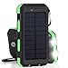 20000mAh Solar Power Bank Solar Charger Waterproof Portable Battery Charger with Compass for iPad iPhone Android Cellphones (Black & Green)