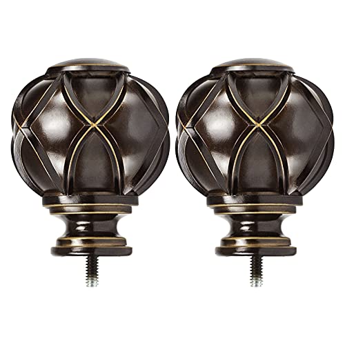 KAMANINA Bronze Finials for Curtain Rods 1 or 7/8 Inch Diameter Set of 2