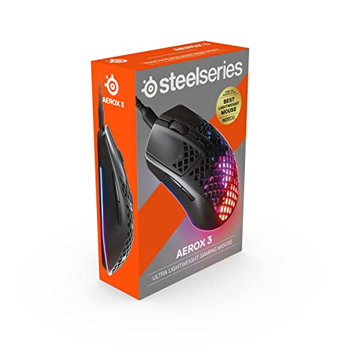 Image of SteelSeries Aerox 3 - Super Light Gaming Mouse - 8,500 CPI TrueMove Core Optical Sensor - Ultra-Lightweight 59g Water Resistant Design - Universal USB-C connectivity - Onyx (Renewed)