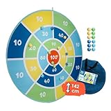 alldoro 60061 XXL Dart-Scheibe Ø 142 cm, riesiges, faltbares Klett-Dartboard, indoor & outdoor...