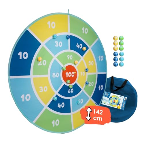 alldoro 60061 XXL Dart-Scheibe Ø 142 cm, riesiges, faltbares Klett-Dartboard, indoor & outdoor Wurfspiel für Kinder, 12 Klettbälle + Tragetasche, bunt alldoro 60061 XXL Dart-Scheibe Ø 142 cm, riesiges, faltbares Klett-Dartboard, indoor & outdoor Wurfspiel für Kinder, 12 Klettbälle + Tragetasche, bunt