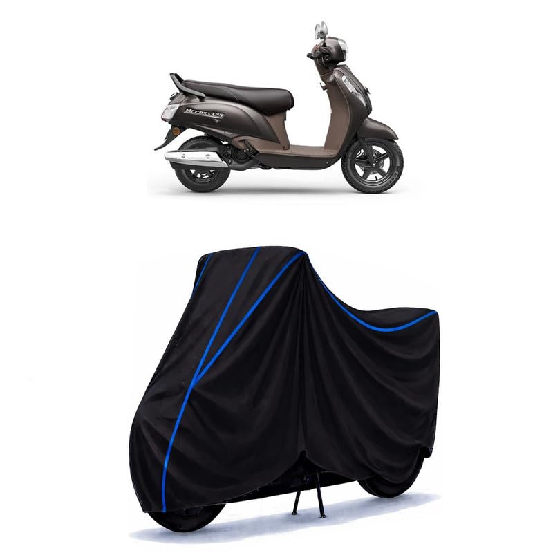 Image of Scooty Cover Water Resistant for Access 125 Drum | Universal Scooter & Bike Cover | Heavy Duty UV Dust, Rain & Scratch Protection | Elastic Fit All Weather Indoor Outdoor | Black with Blue Piping