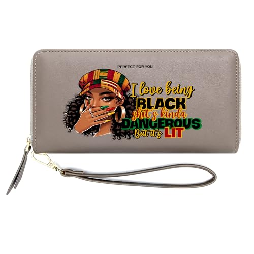 InsWork Customized Women Wallet Black Liberation,Birthday Gift, Holiday Gift for Son Daughter from Parent, Graduation Gift for Teacher Classmate 1126m