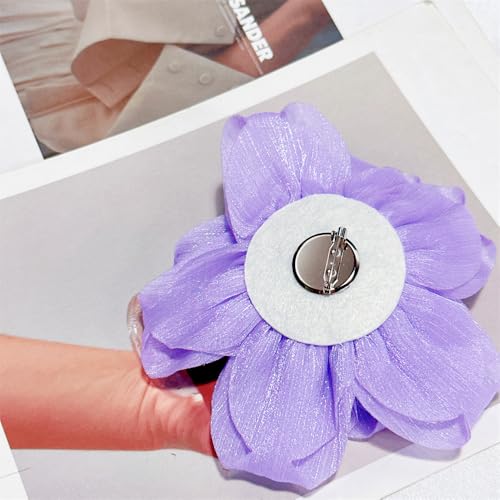 Image of Flash Camellia Flower Brooch Pin for Women Men Elegant Texture Fabric Dahlia Rose Floral Brooches Lapel Pins Dainty Wedding Holiday Party Costume Dress Accessories Jewelry