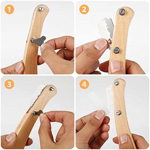 Caffney Bread Lame Slashing Tool Stainless Steel Wood Handle Set with 5 Replaceable Blades Bread Cutter Slicer Cake Scraper DIY Cake Dessert Bread Tools for Bakers Kitchen Baking(Graphic payment)