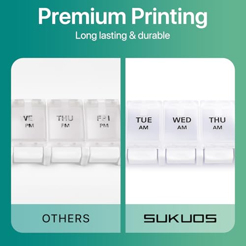 Image of Sukuos AM PM Weekly Pill Organizer 7 Day, 2 Times A Day Medicine Pill Box with Easy Push Button, BPA Free Vitamin Cases for Fish Oil /Supplements (Pink&White)