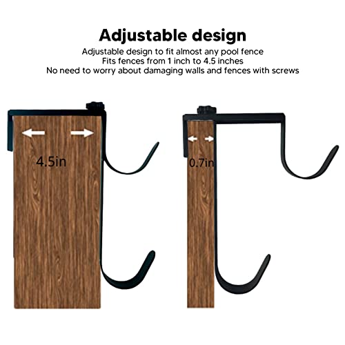 Fdit 2 Stück Poolstangenaufhänger, Verstellbare Poolzaunhaken, Metalleisen, Poolstangenhaken, Aufhänger, Poolzubehör für Poolstangen, Poolzaunwand