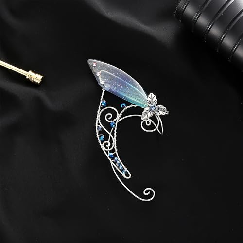 FRESHME Fairy Dragonfly Ear Cuffs - Handmade Elf Ear Clip Wrap Around Earring No Piercing For Women Renaissance Cosplay2